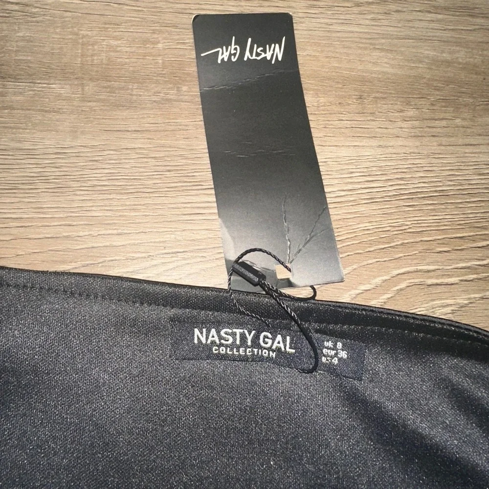 Nasty Gal Mini Dress Pearl Strap Cowl Neck Satin Party Dress Size 4 - Picture 8 of 15